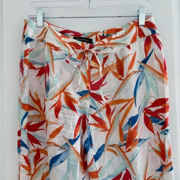 Tommy Bahama Linen Palms Bird of Paradise Pants Sz 4 Drawstring - Picture 3 of 8